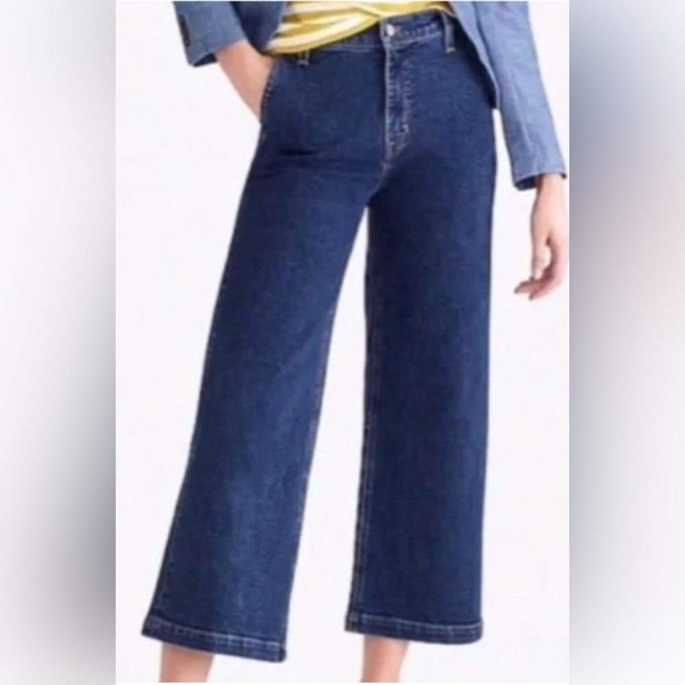 J.Crew High-rise Wide-leg Trouser Jeans All-day Stretch Size 32 ❤️